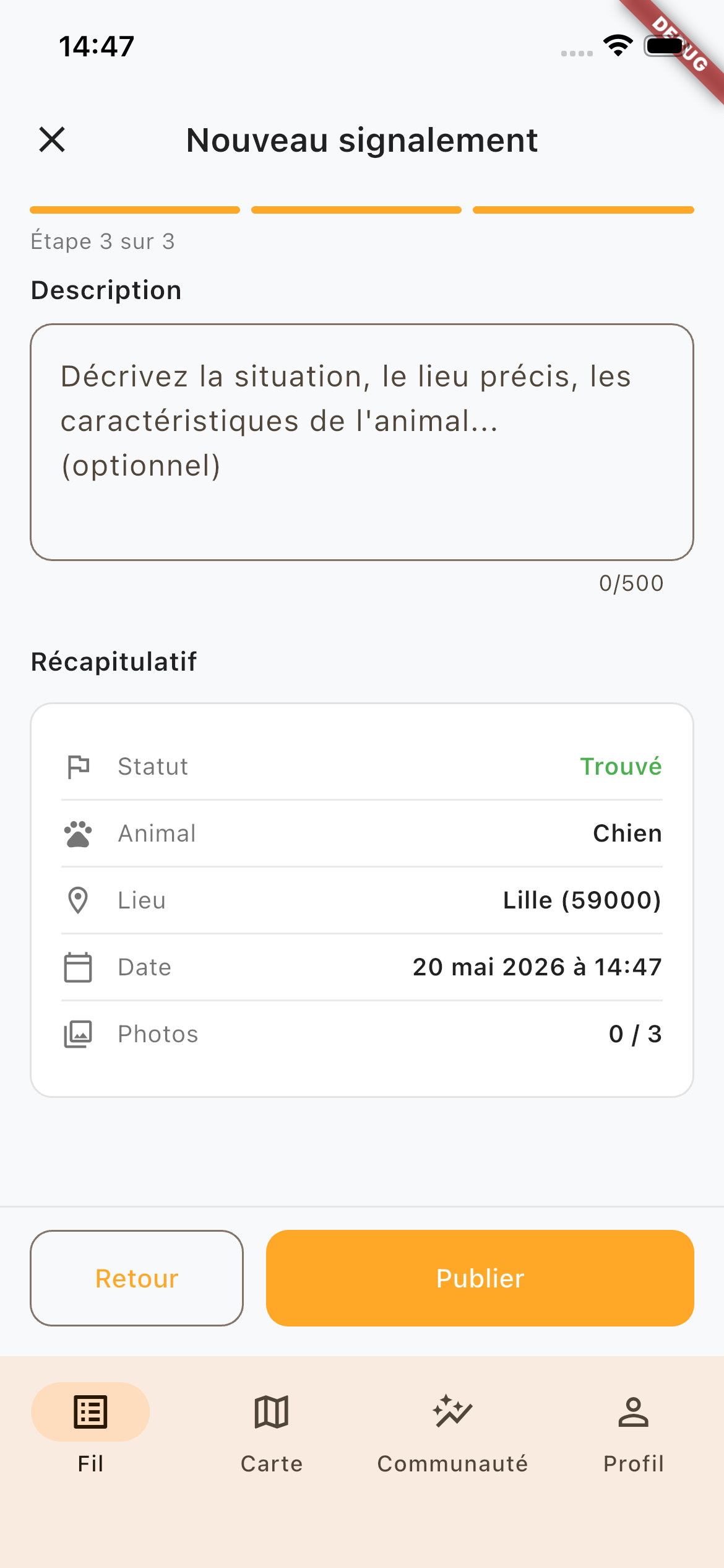 Finaliser le signalement